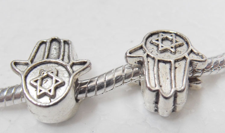 Hamsa hand met Jodenster / Davidster Pandora-style