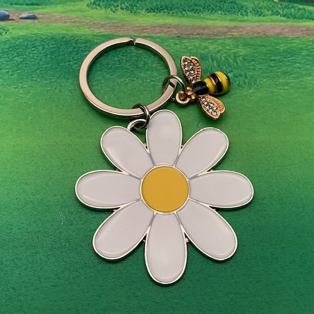 Sixfolo 5 Stuks Bijen & Madeliefjes Sleutelhangers - Schattige Bloem Sleutelring | Zinklegering, Meerkleurig