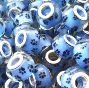 lavendelblauwe murano bedel met pootjes