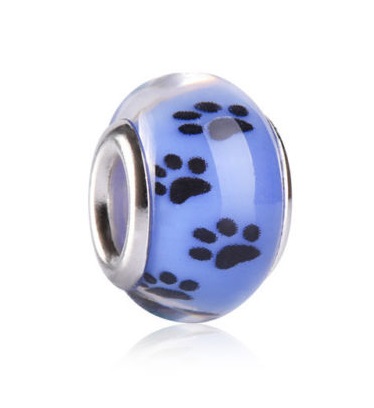 beu hier Salie lavendelblauwe murano bedel met pootjes | pandora | zilver | dieren