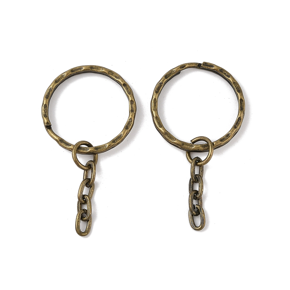 sleutelhangerring met kettinkje brons