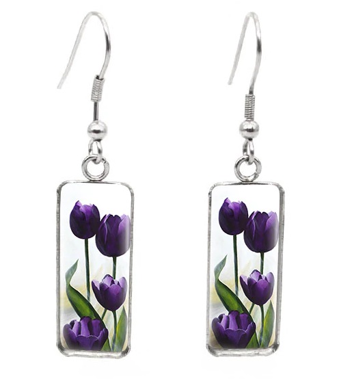oorbellen met paarse tulpen