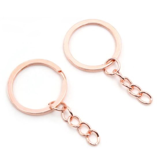 sleutelhangerring rosegold met kettinkje