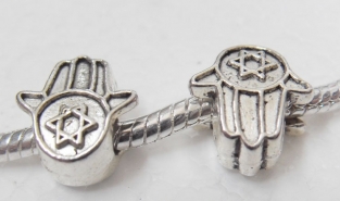 Hamsa hand met Jodenster / Davidster Pandora-style