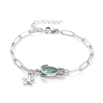 Bedel armband met paperclip schakels en schildpad