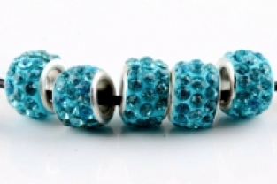 Blauwe murano bedel met rijnsteentjes Pandora-style