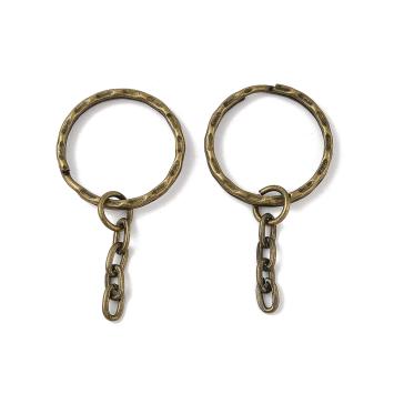 sleutelhangerring met kettinkje brons