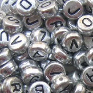 Letterkraal acryl zilver 7mm