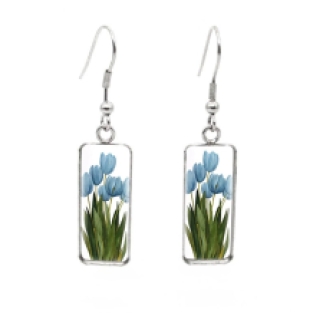 oorbellen met blauwe tulpen 