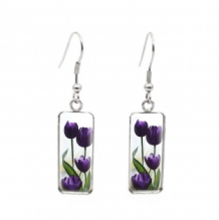oorbellen met paarse tulpen