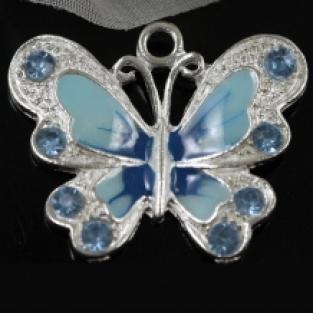 emaille hanger, vlinder met strass,