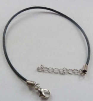 Armband, pandora-style, 3mm dik leer met KARABIJNslot